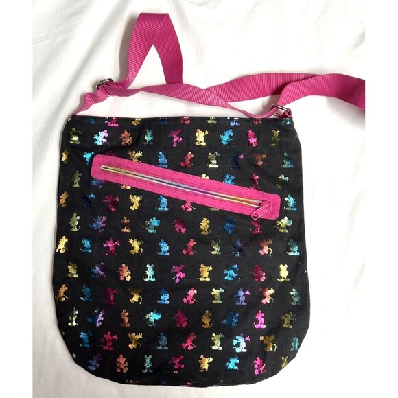 Disney World Handbags - Disney World Mickey Mouse Crossbody Hobo Bag Holographic Rainbow All Over Print